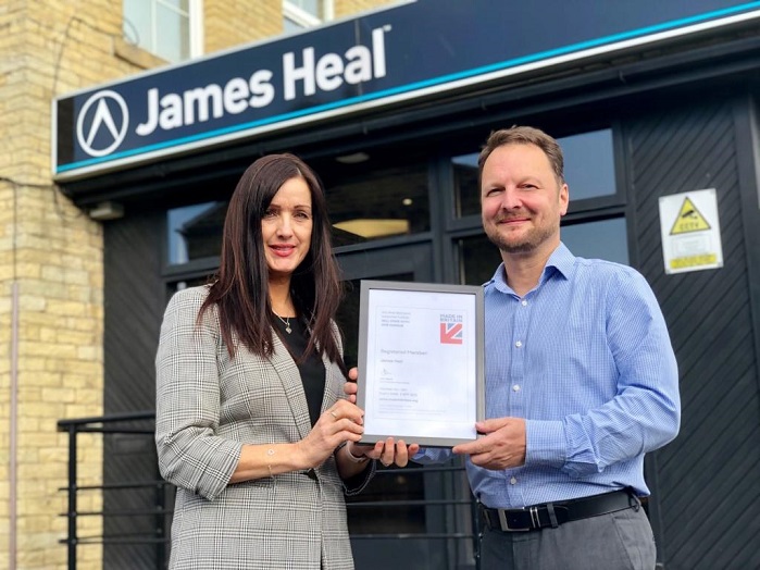 Managing director Amanda McLaren and innovation director Neil Pryke, of James Heal, with the firm's Made in Britain accreditation. © James Heal